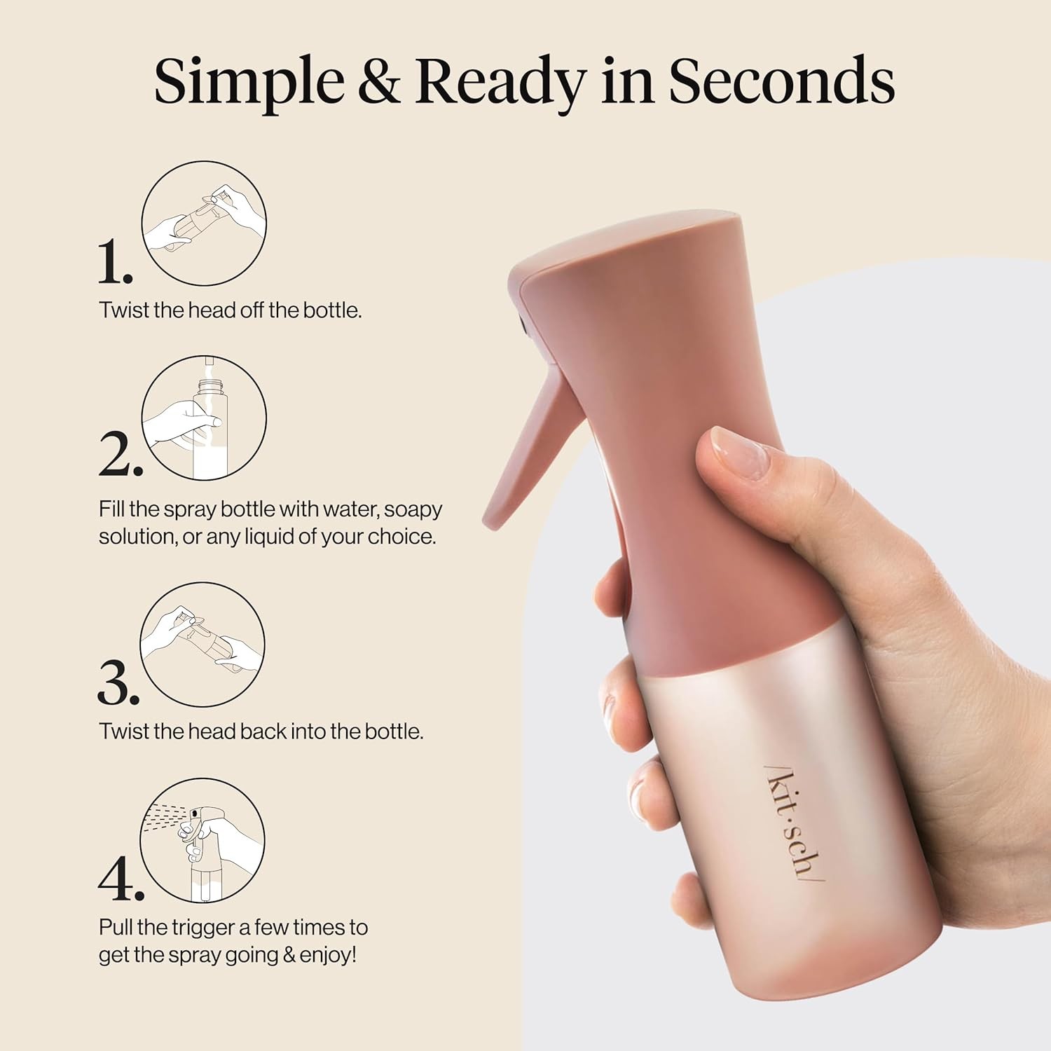 Kitsch Continuous Spray Bottle for Hair – Fine Mist Water Mister & Water Spray B
