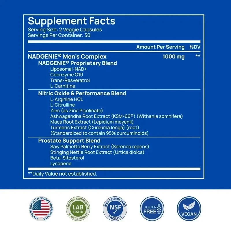 Selerb NAD+ Supplement for Men L-Carnitine, L-Arginine, Maca & Ashwagandha 3pcs*