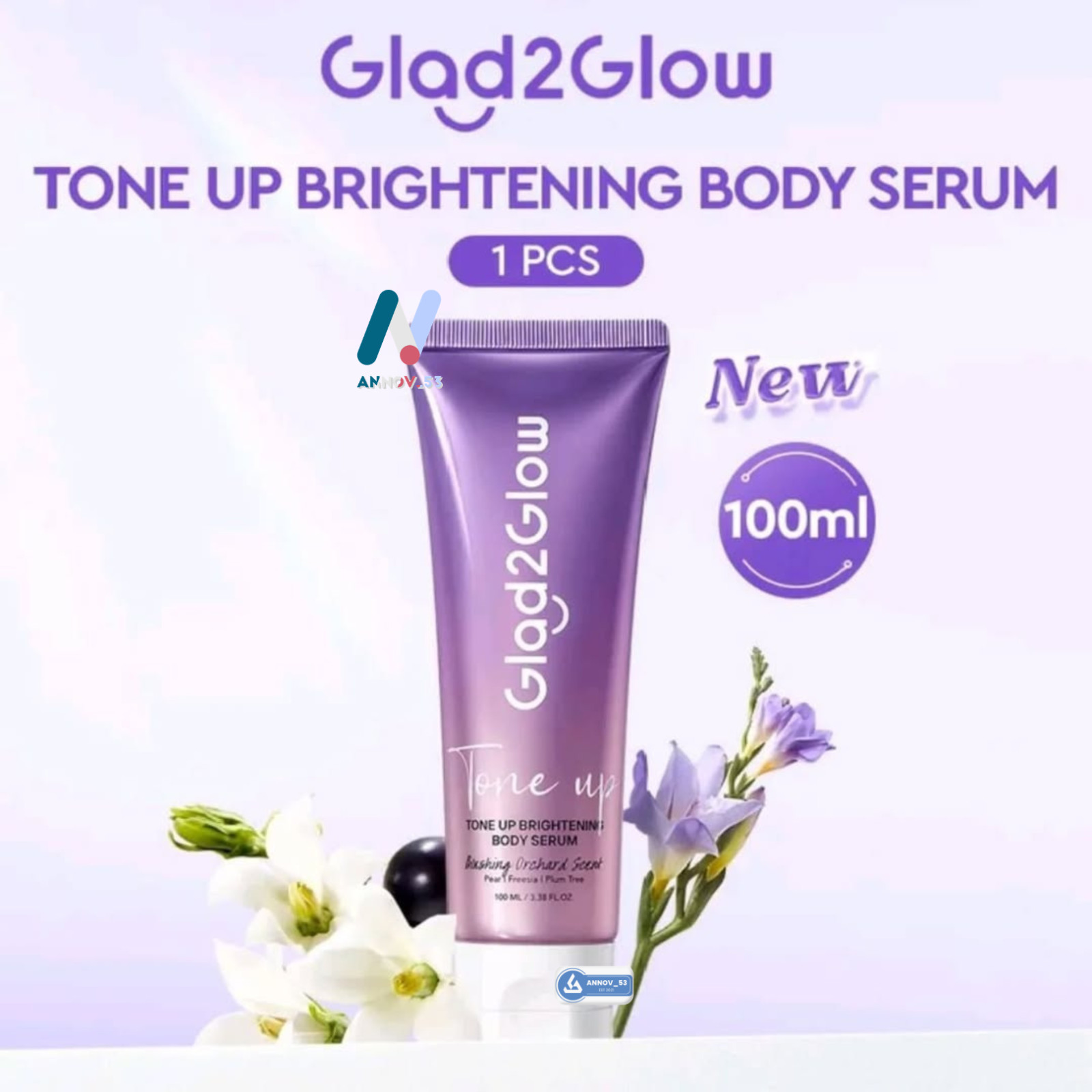 GLAD2GLOW Natural Tone Up Body Serum Moist Smooth Dark Spots Waterproof 100ml