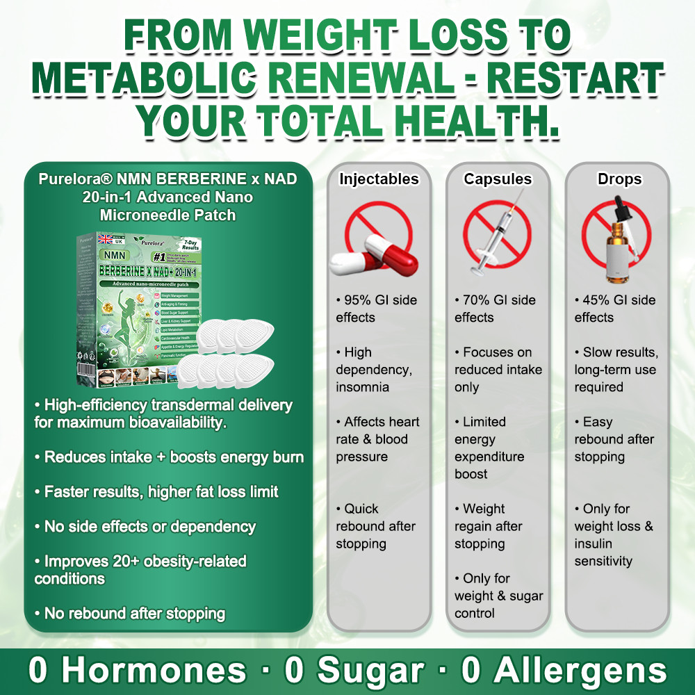 Purelora Moringa Berberine NAD+ Weight Loss Patches Advanced Nano Microneedle