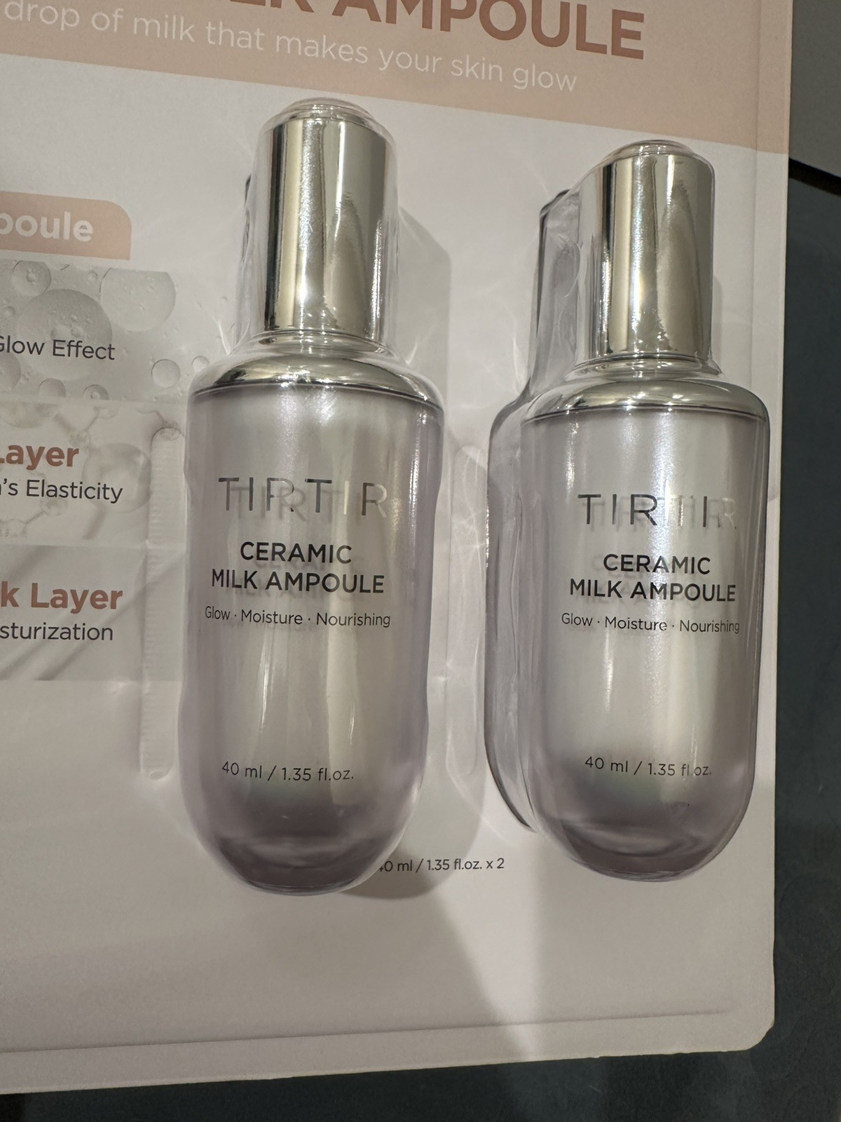 Tirtir Ceramic Milk Ampoule 40ml x2 K-Beauty Hydrating Glow Serum NEW SEALED