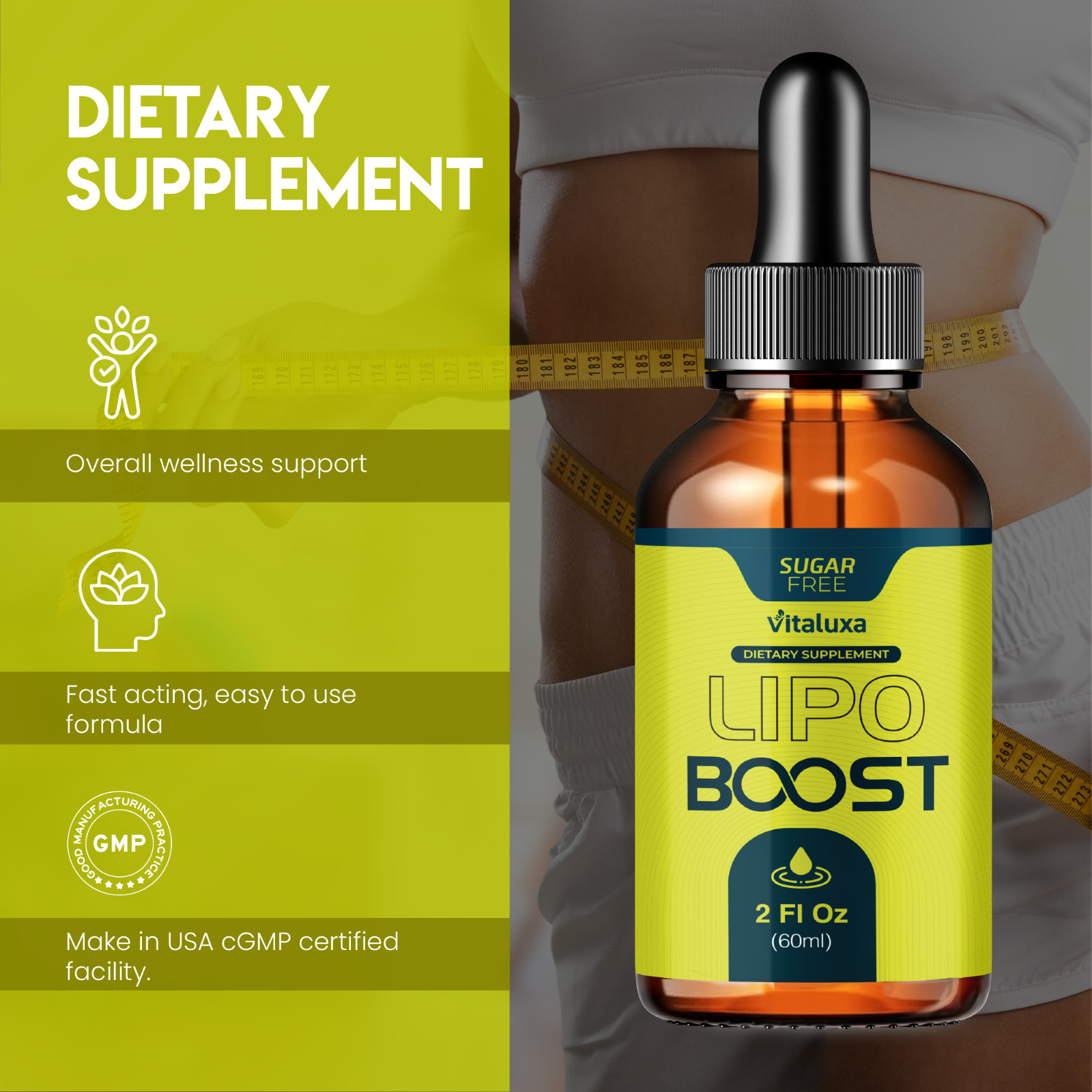 (5 Pack) Lipo Boost Drops, LipoBoost Liquid Supplement Premium Blend (10 oz)