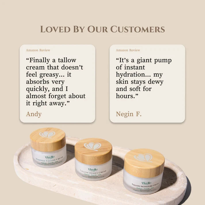 2 Pack Grass Fed Beef Tallow Honey Face Cream Moisturizer Dry Sensitive Skin 3.6