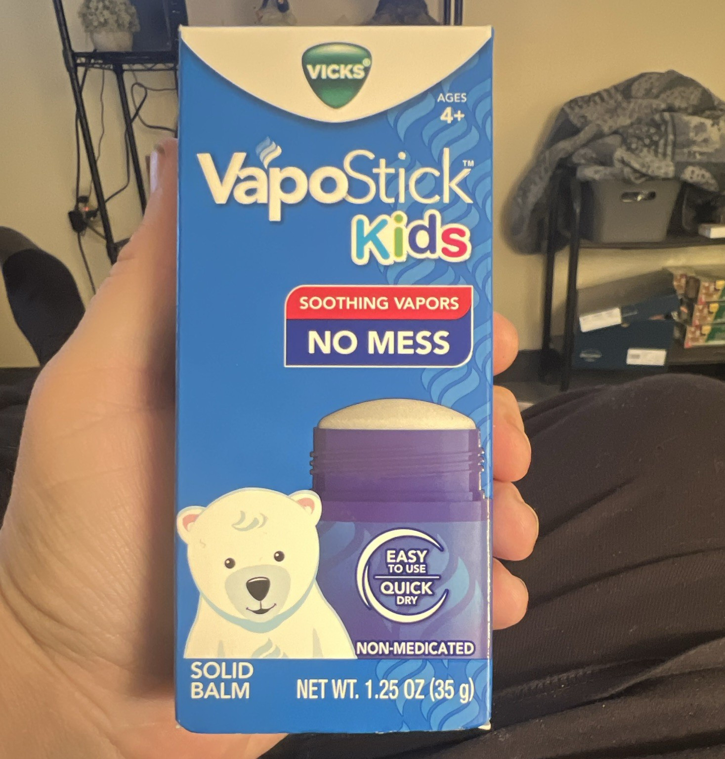 Vicks VapoStick Kids Non-Medicated No Mess Solid Balm, 1.25 oz (35 g)
