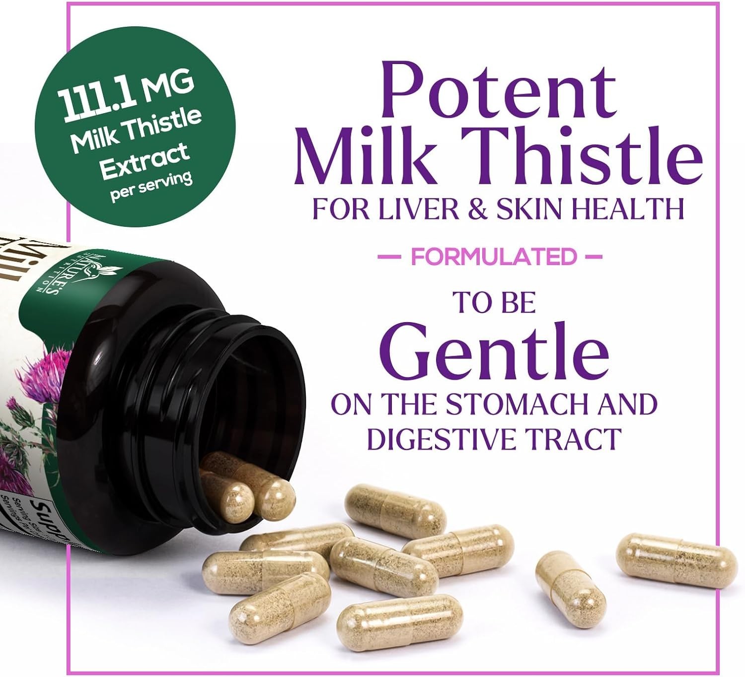 Milk Thistle Supplement – Max Strength 1000mg for Liver Cleanse Detox & Repair