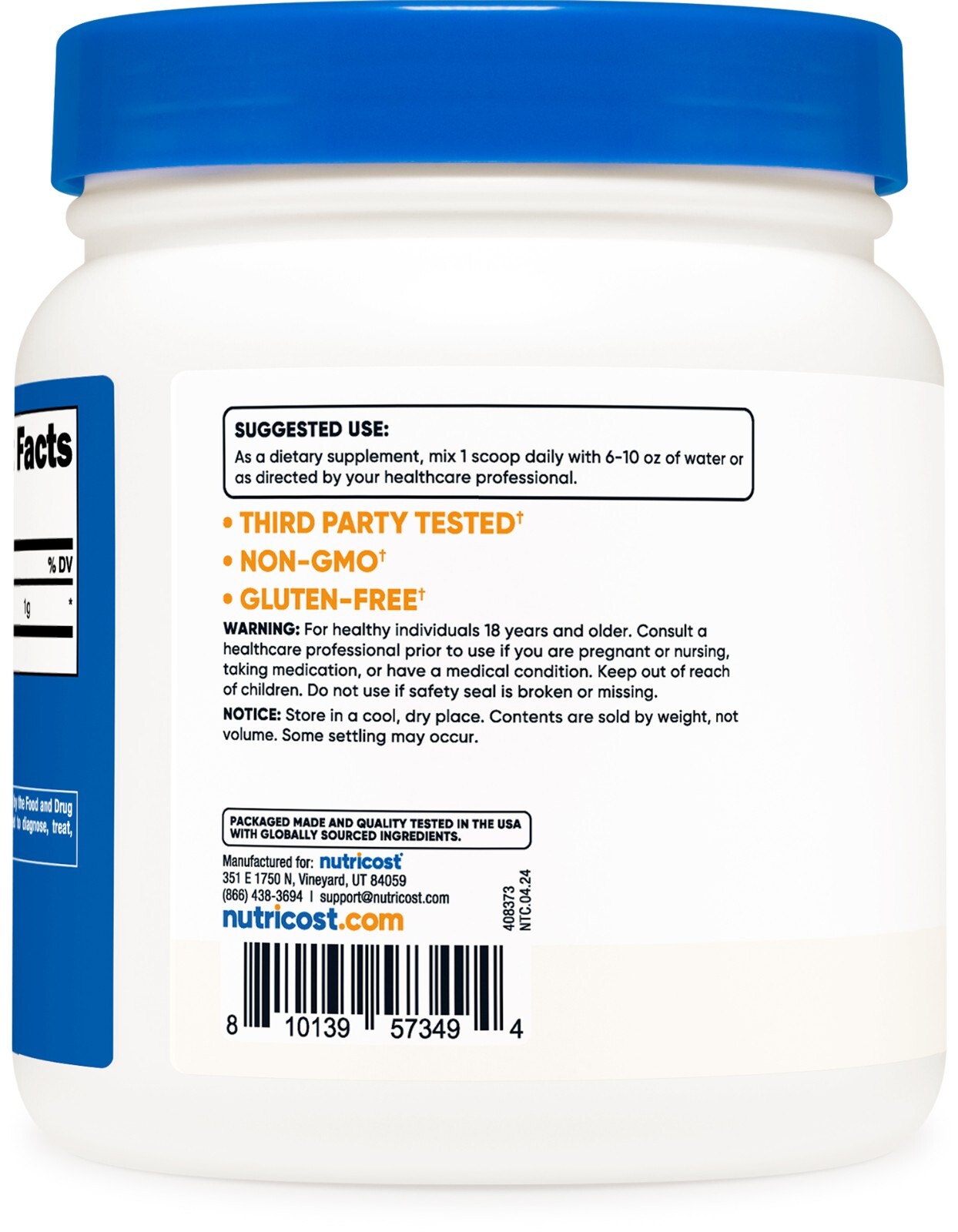 Nutricost L-Lysine Powder 500 Grams – Pure L-Lysine, Non-GMO, Gluten Free