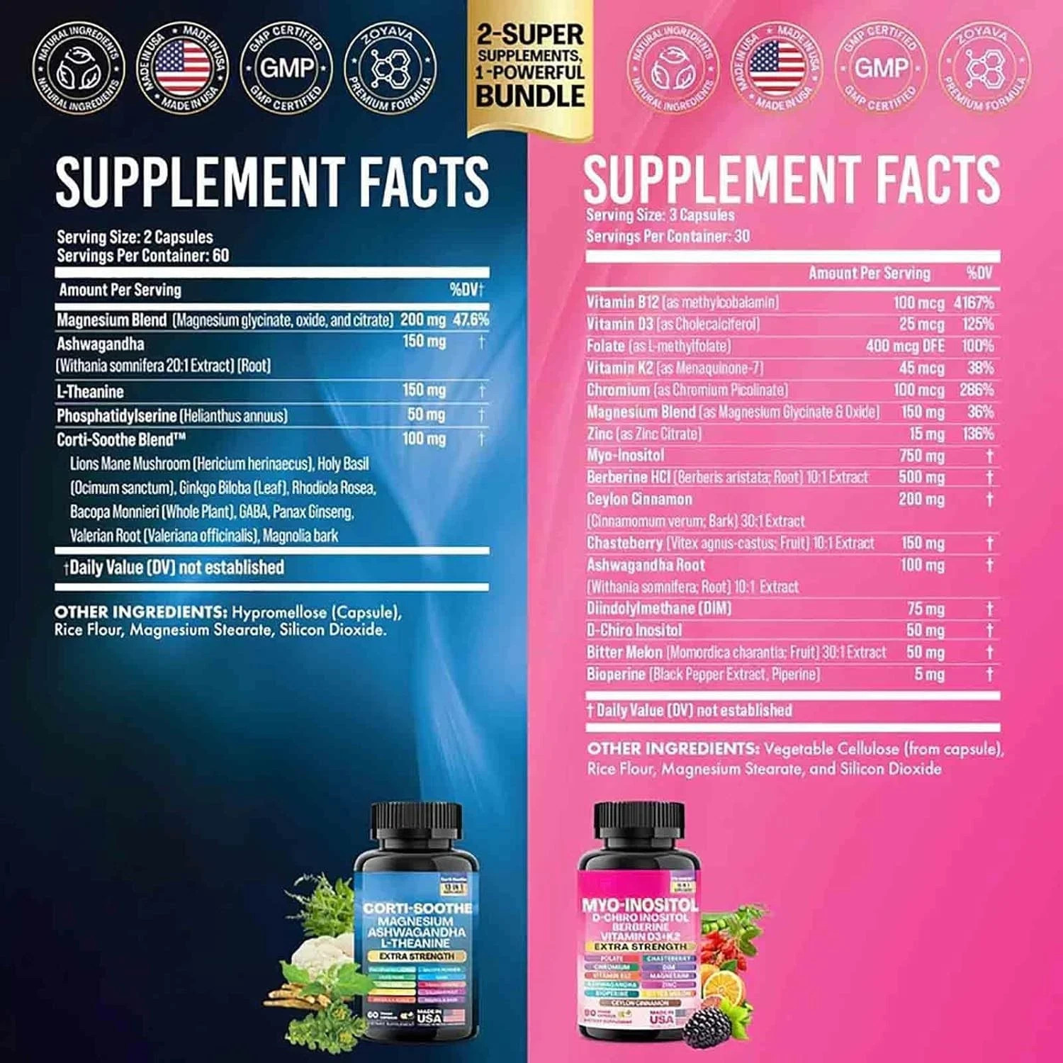 Corti-soothe 13 in 1 and Myo-inositol 16 in 1 Supplement 150 capsules