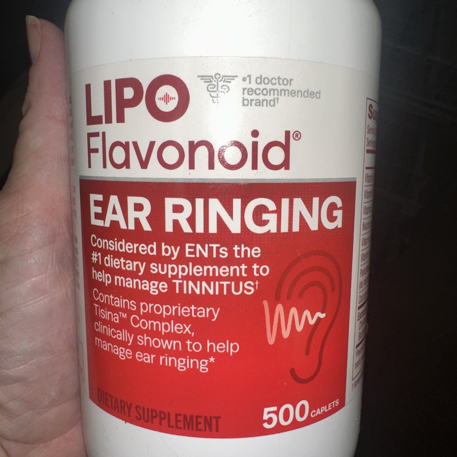 Lipo-Flavonoid Plus Ear Health Supplement 500 Caplets #1 ENT Doctor 11/2028 Exp