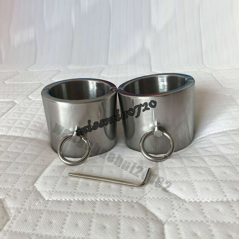 Heavy 6CM High Stainless Steel Shackle Handcuff Ankle-Wrist Cuffs Fetter Manacle
