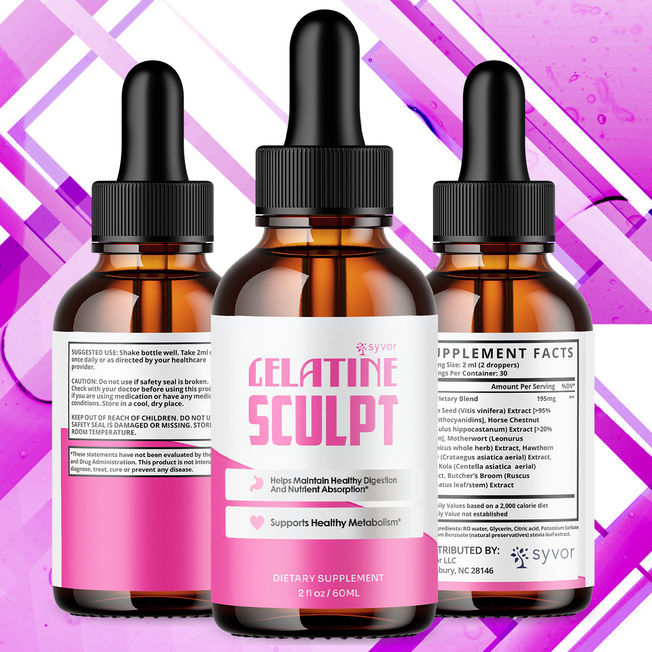 (2 Pack) Gelatine Sculpt Drops Advanced Health & Fitness Supplement 60 Servings