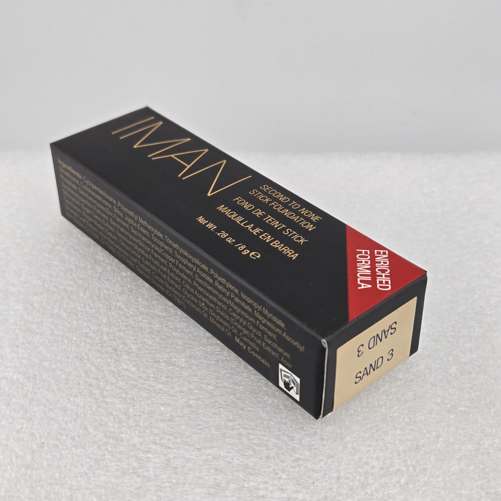 IMAN Second to None Stick Foundation SAND 3 Full Coverage Oil-Free Matte .28oz
