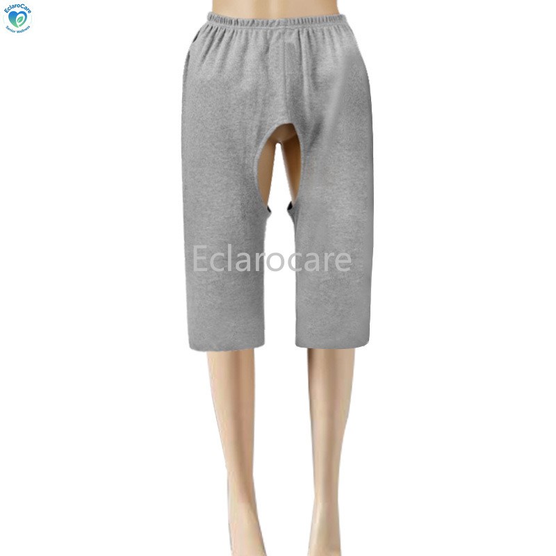 Cotton Three-quarter-length pants Adult Open-Crotch Pants Bedridden Incontinence