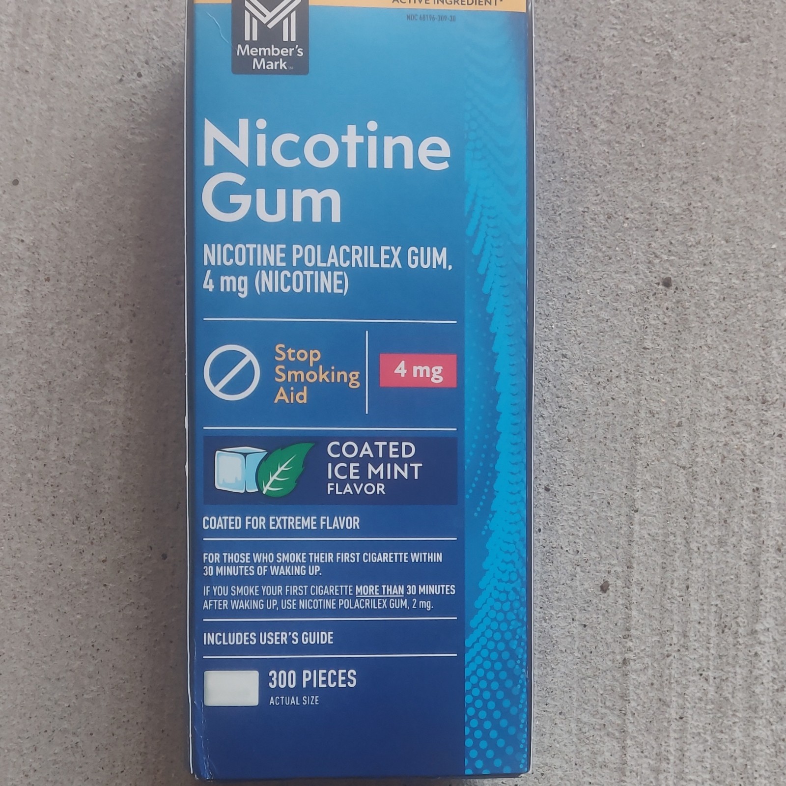 Member’s Mark Nicotine Gum 4mg 299 ct Coated Ice Mint Stop Smoking Exp Sept 2027