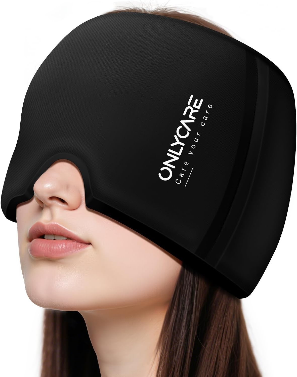 Sleek Black Odorless Migraine Relief Cap with Hot & Cold Therapy for Adults