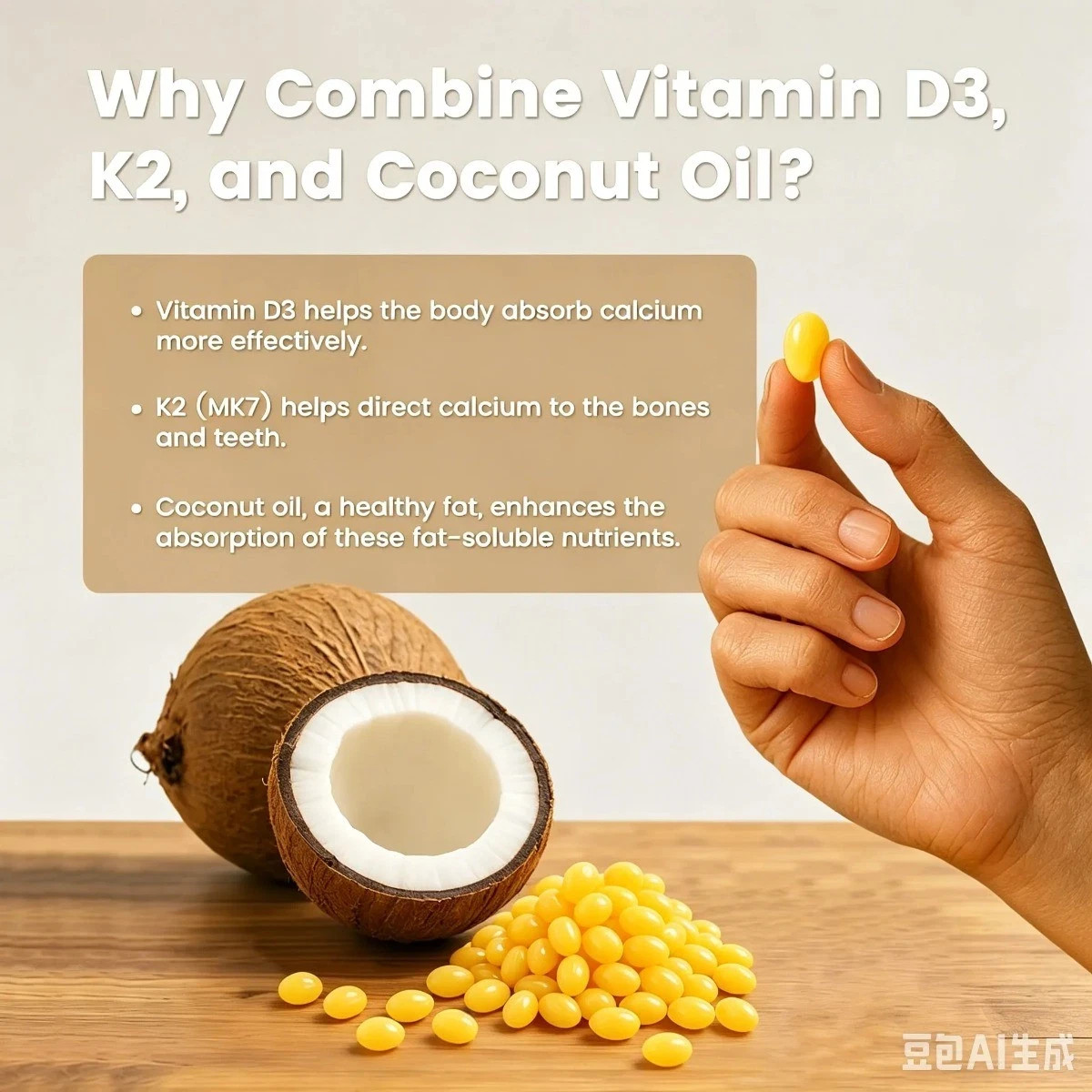 VEV D3 K2 10000 IU Softgels with Coconut Oil, 300 Ct,2-in-1 Vitamin,new