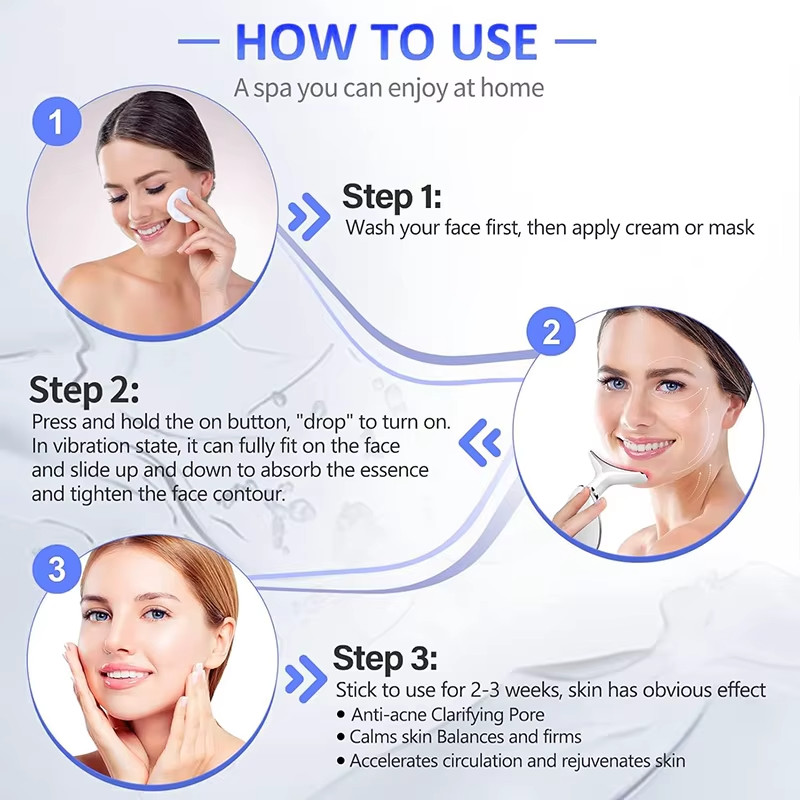 Neck Face Lifting Massager Skin Tighten Device LED Anti Wrinkle Double Chin US
