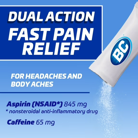 BC Powder Original Strength Pain Reliever, Aspirin Dissolve Packs, Body Aches &