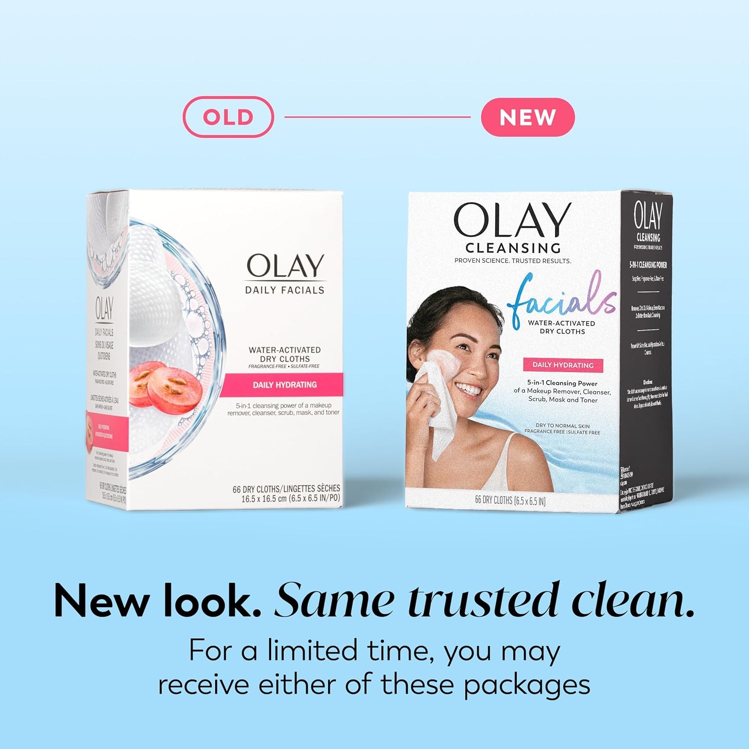 Olay Makeup Remover Wipes, Daily Facials Hydrating Face Cleanser for Normal to D