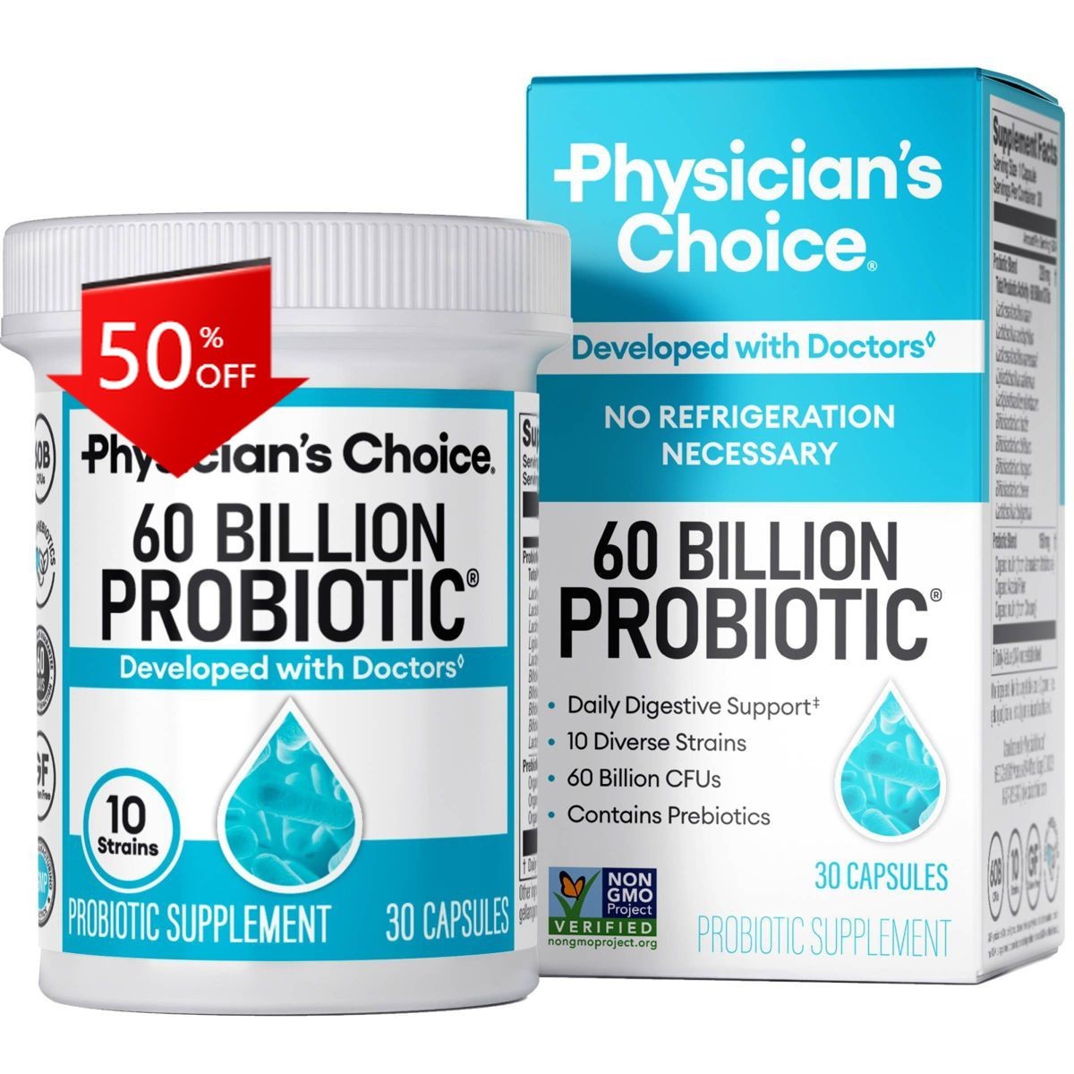 Physician’s Choice 60 Billion Probiotic with Prebiotic Capsules – 30ct