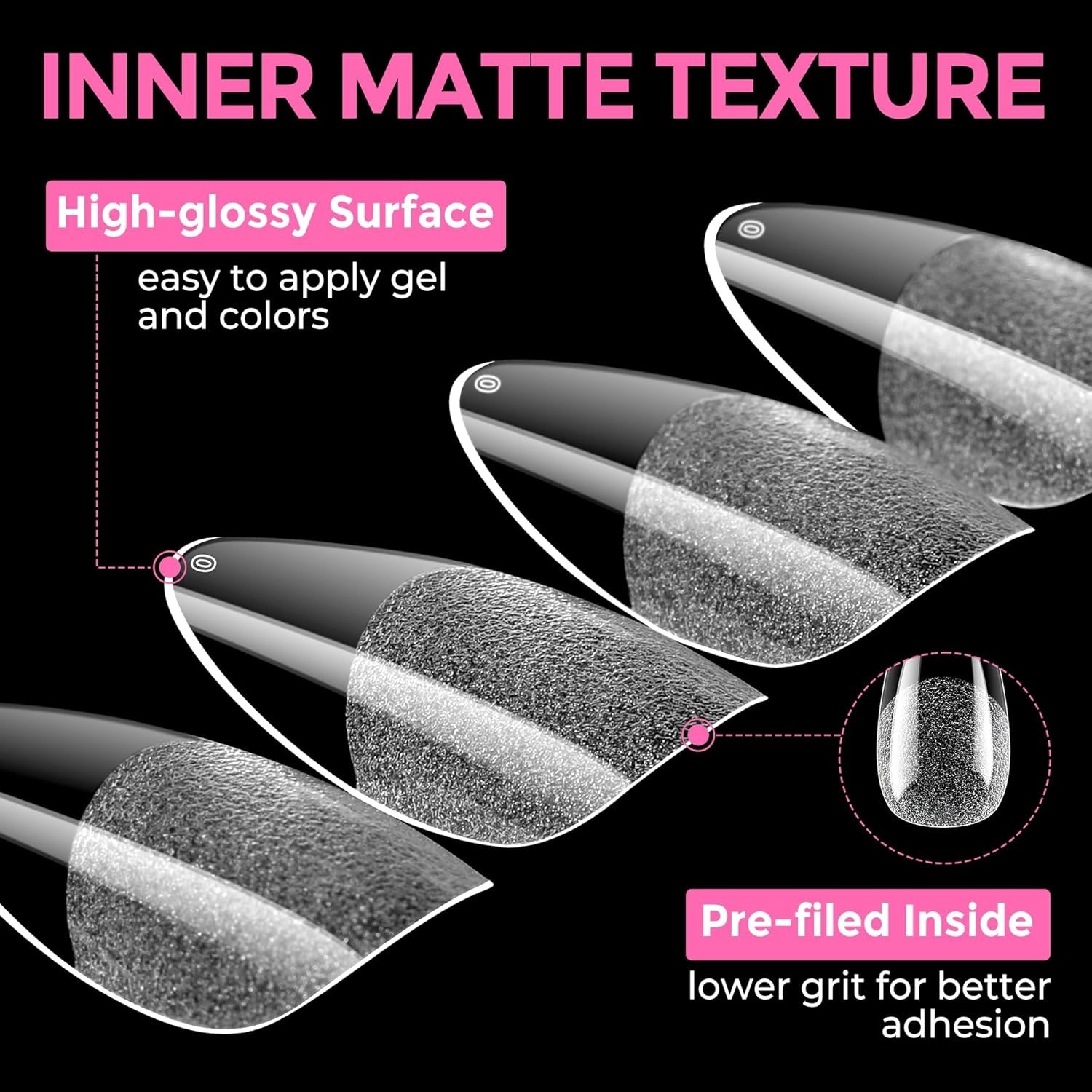 Long Lasting Almond Press-On Nails – 216 Pieces in 12 Sizes for Custom Fit