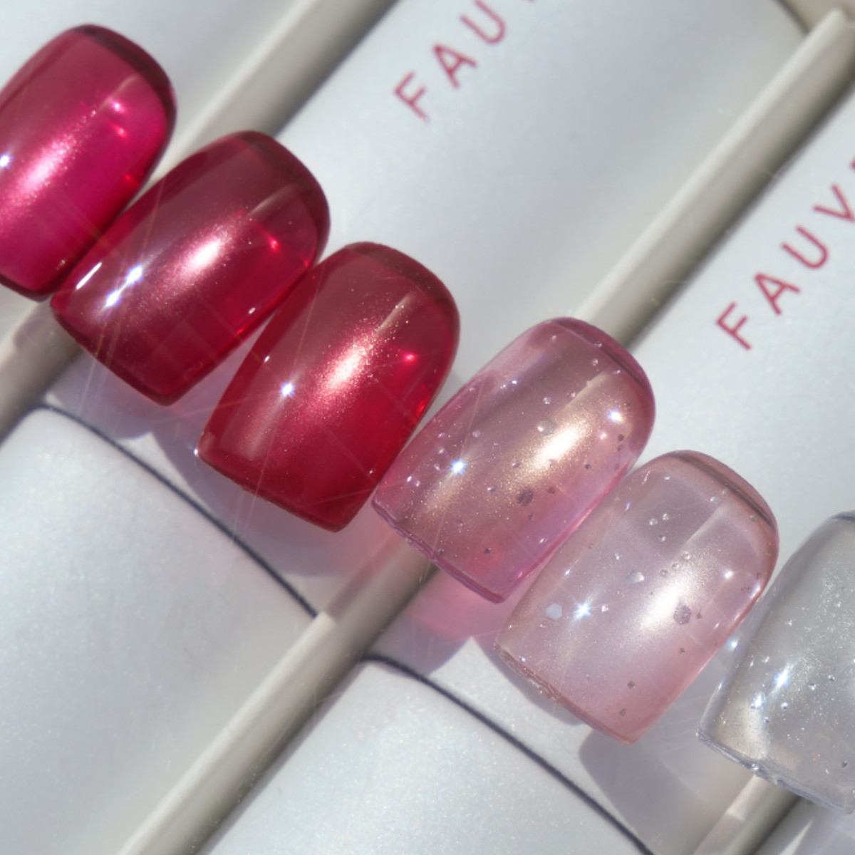 Fauve Gel TOMATO Glitter Syrup & Magnet Red Collection Soak Off Nail Gel