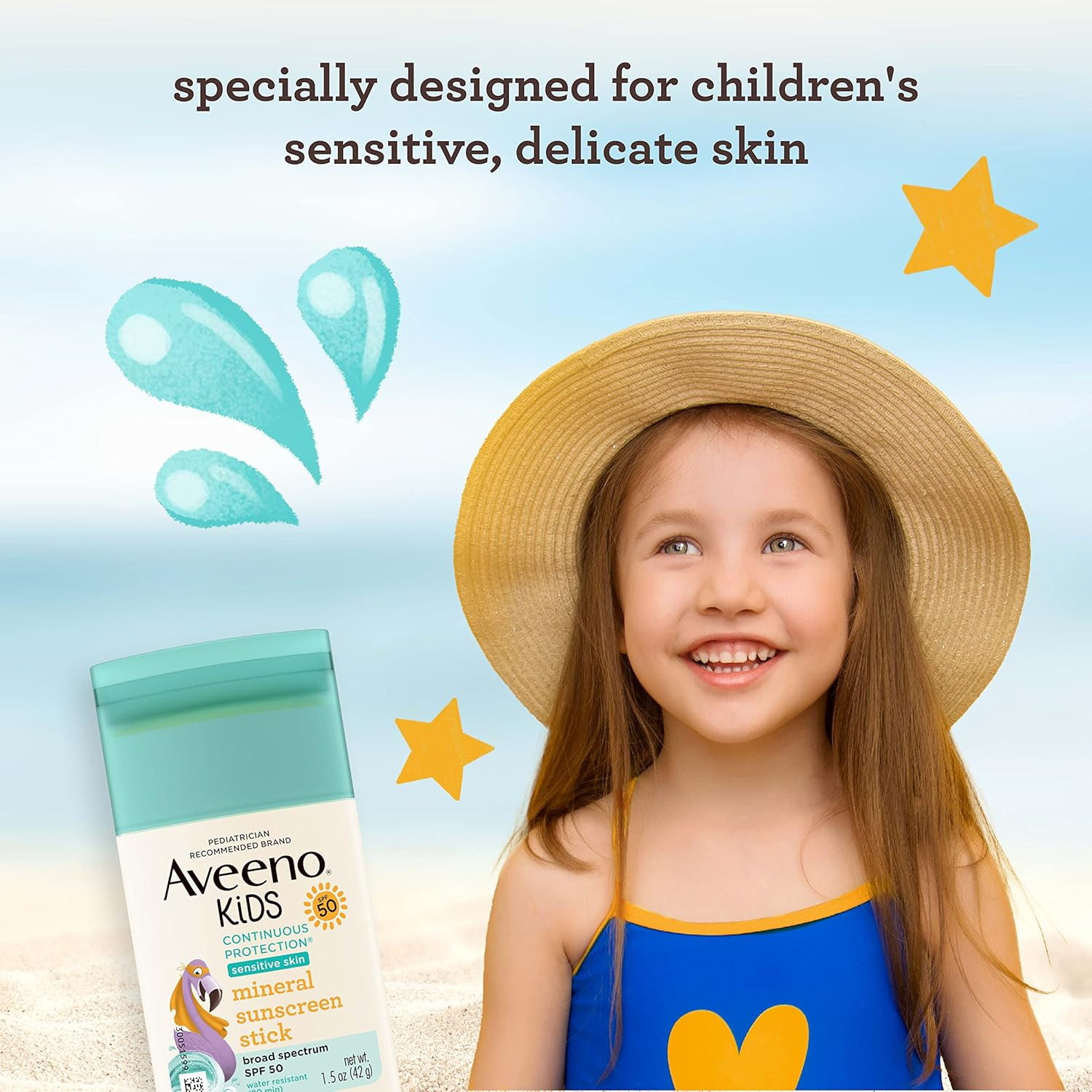 Aveeno Kids Continuous Protection Zinc Oxide Mineral Sunscreen Stick for Sensiti