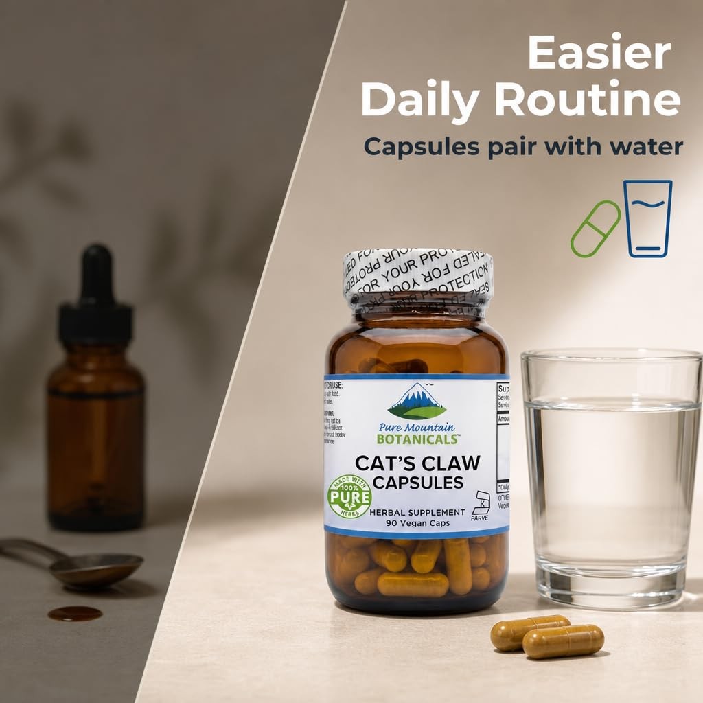 Pure Mountain Botanicals Cat’s Claw Capsules – 90 Kosher Vegan Caps with 1000mg