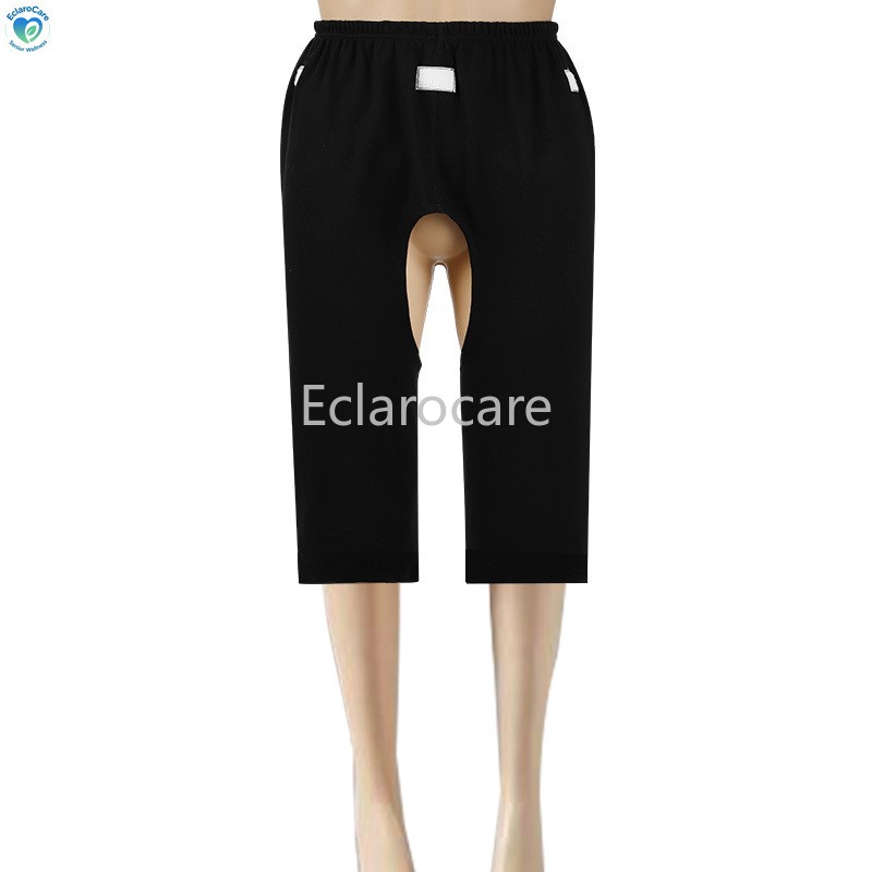 Cotton Three-quarter-length pants Adult Open-Crotch Pants Bedridden Incontinence