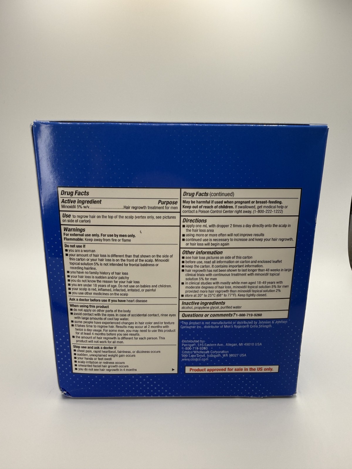 Kirkland Minoxidil 5% Hair Regrowth Solution Extra Strength Men 6 Month Supply