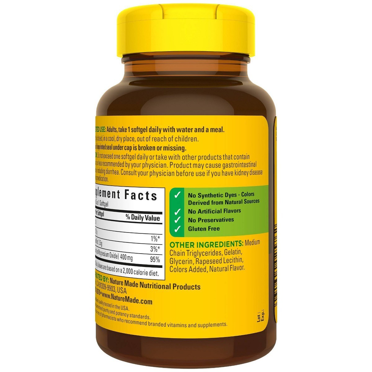 Nature Made Extra Strength Magnesium Oxide 400mg, Muscle, Nerve – 60ct
