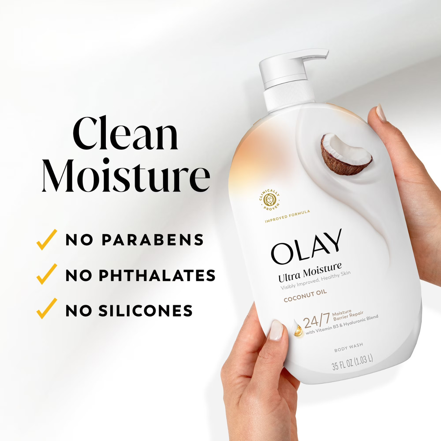 Olay Ultra Moisture Body Wash Coconut Oil Vitamin B3 Hyaluronic Blend 35oz