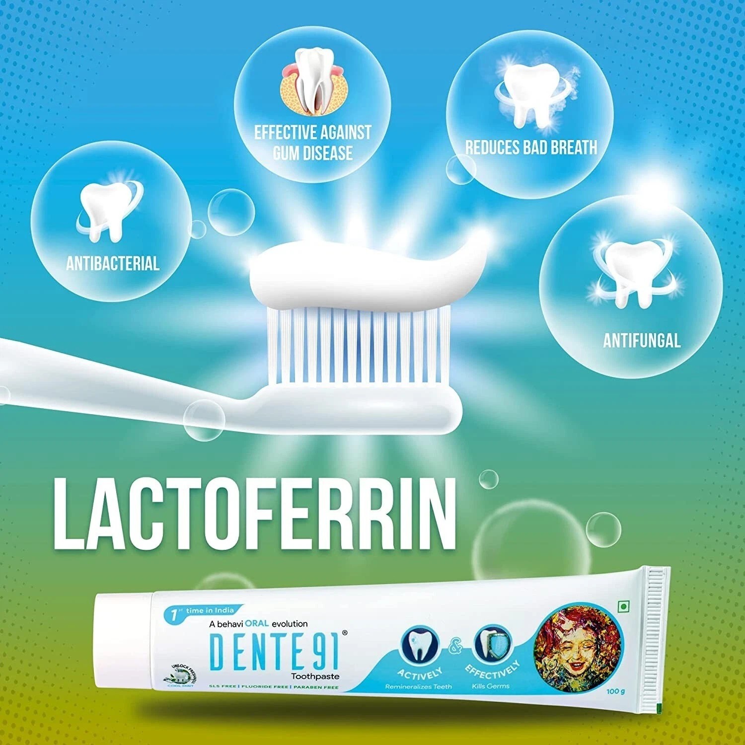 Dente91 Cool Mint Toothpaste| Sensitivity Relief / Pack of 1, 100g
