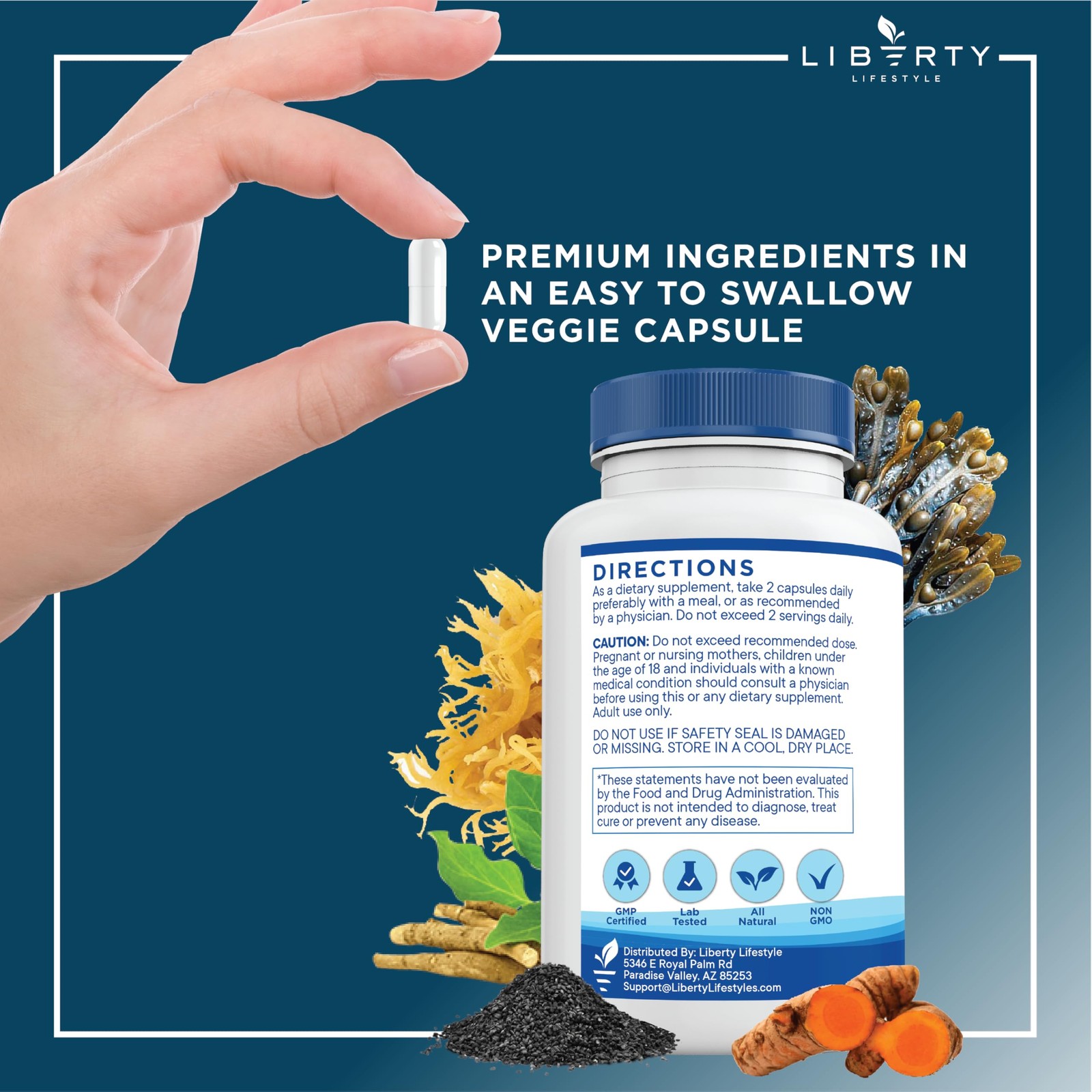 Liberty Lifestyle Sea Moss Black Seed Oil Ashwagandha 60 Count (Pack of 3)