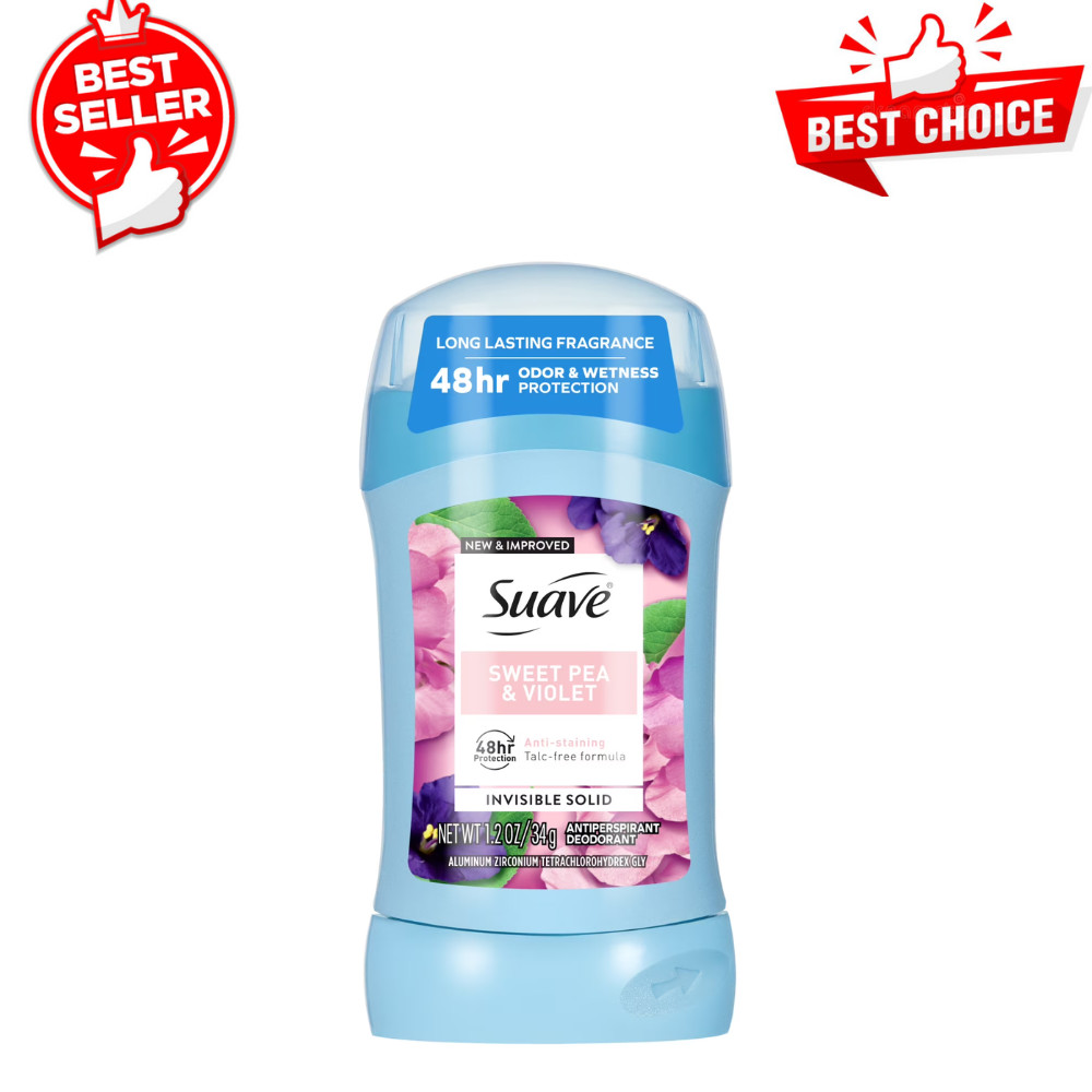 Suave Women Antiperspirant Deodorant, Sweet Pea Violet 48H Solid Travel, 1.2 oz
