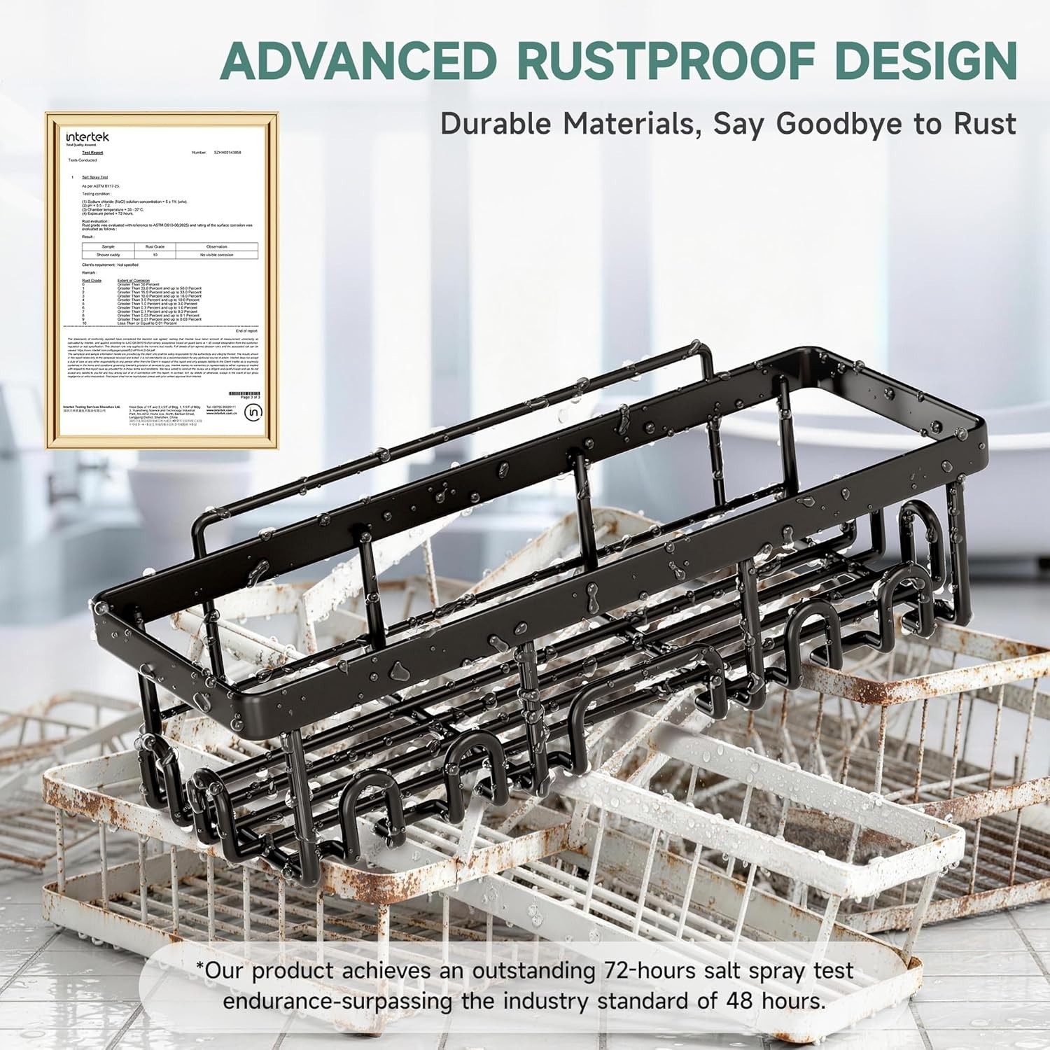 Veken Shower Caddy 6-Pack, 6-Piece Set with Hooks (Rustproof Upgrade), Black