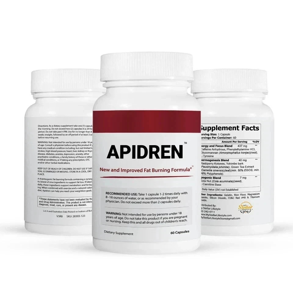 Apidren, formula to help you burn fat-60 Capsules – Free Ship | Pack of 3