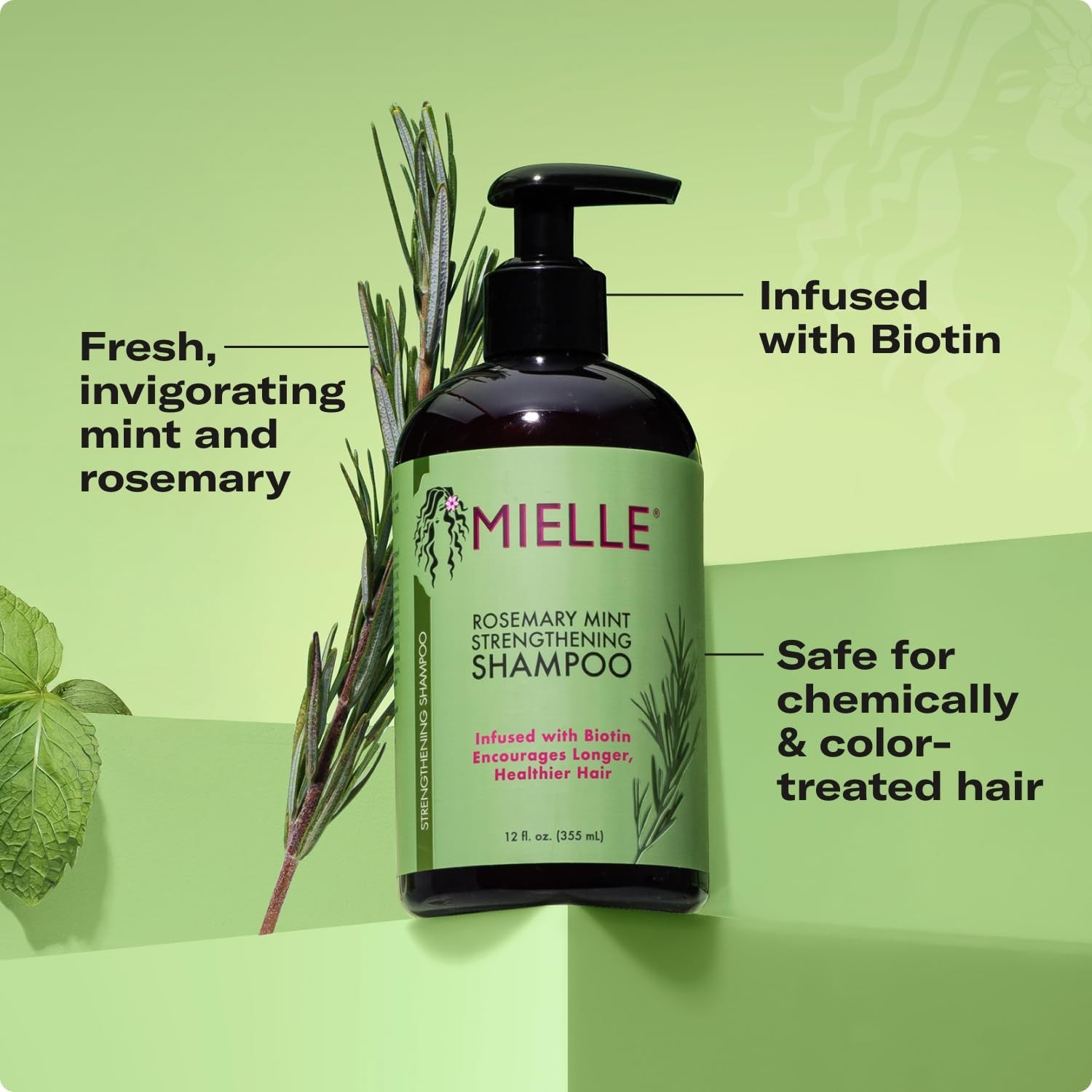 “Mielle Organics Rosemary Mint Hair Strengthening Biotin Shampoo (12 oz)