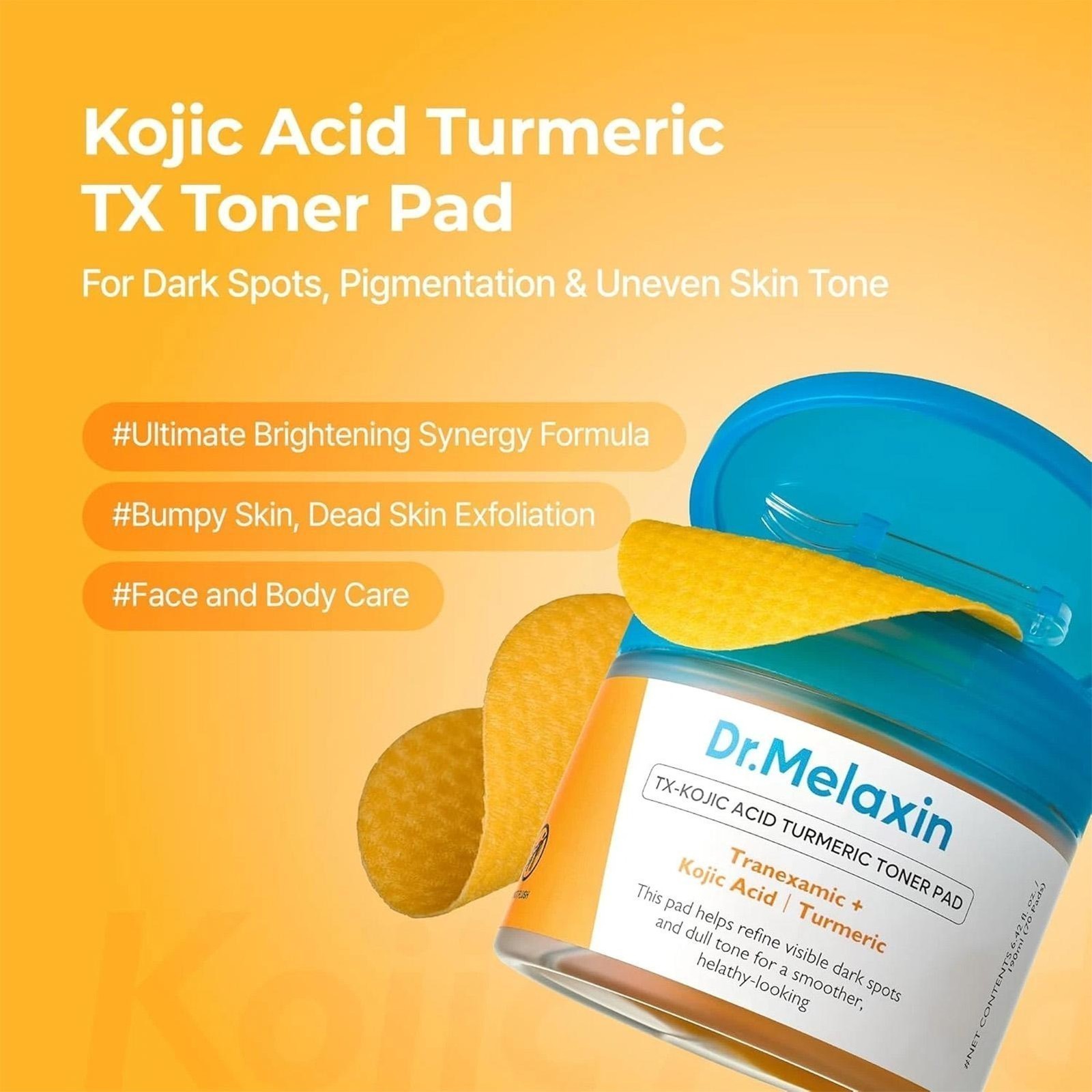 NEW Dr.Melaxin TX Kojic Acid Turmeric Toner Pads 70 Sheets