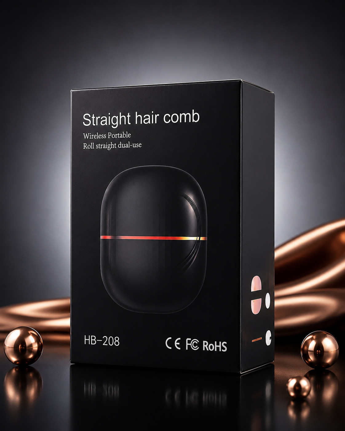 Wireless Mini Hair Straightening Comb Cordless USB-C Rechargeable Ionic Travel
