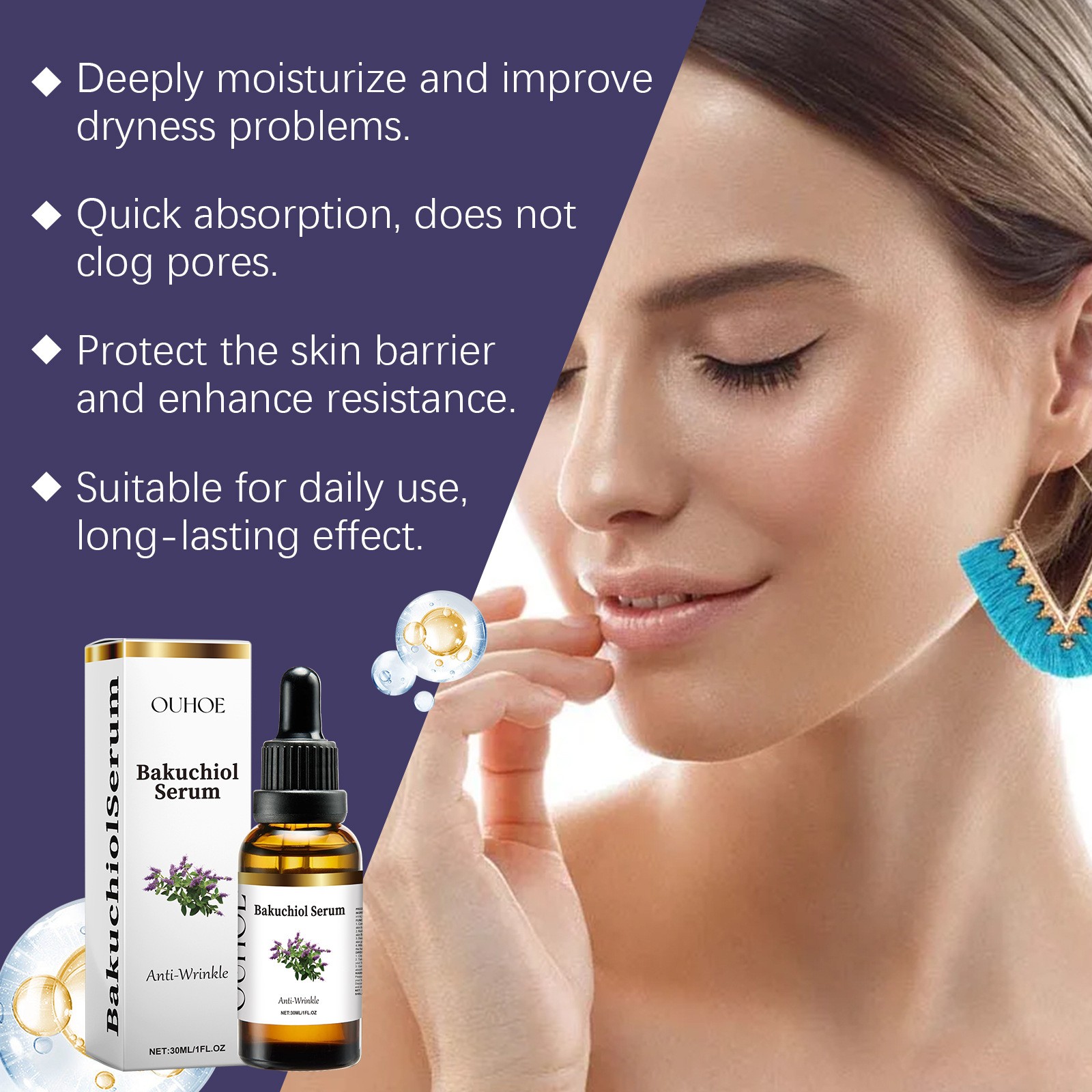 1~5x Bakuchiol Oil Organic Cold Pressed of 30,000 PPM Hydrating & Firming 30ml