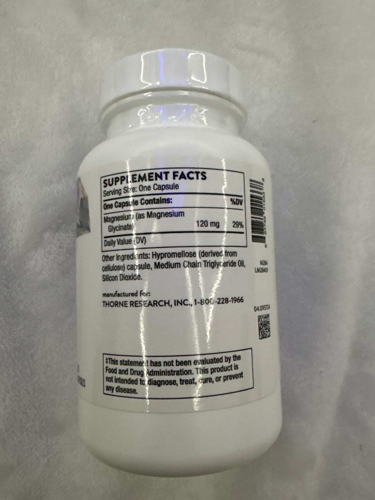 Thorne Magnesium Glycinate Chelated for high absorption 90 caps / 20 mg