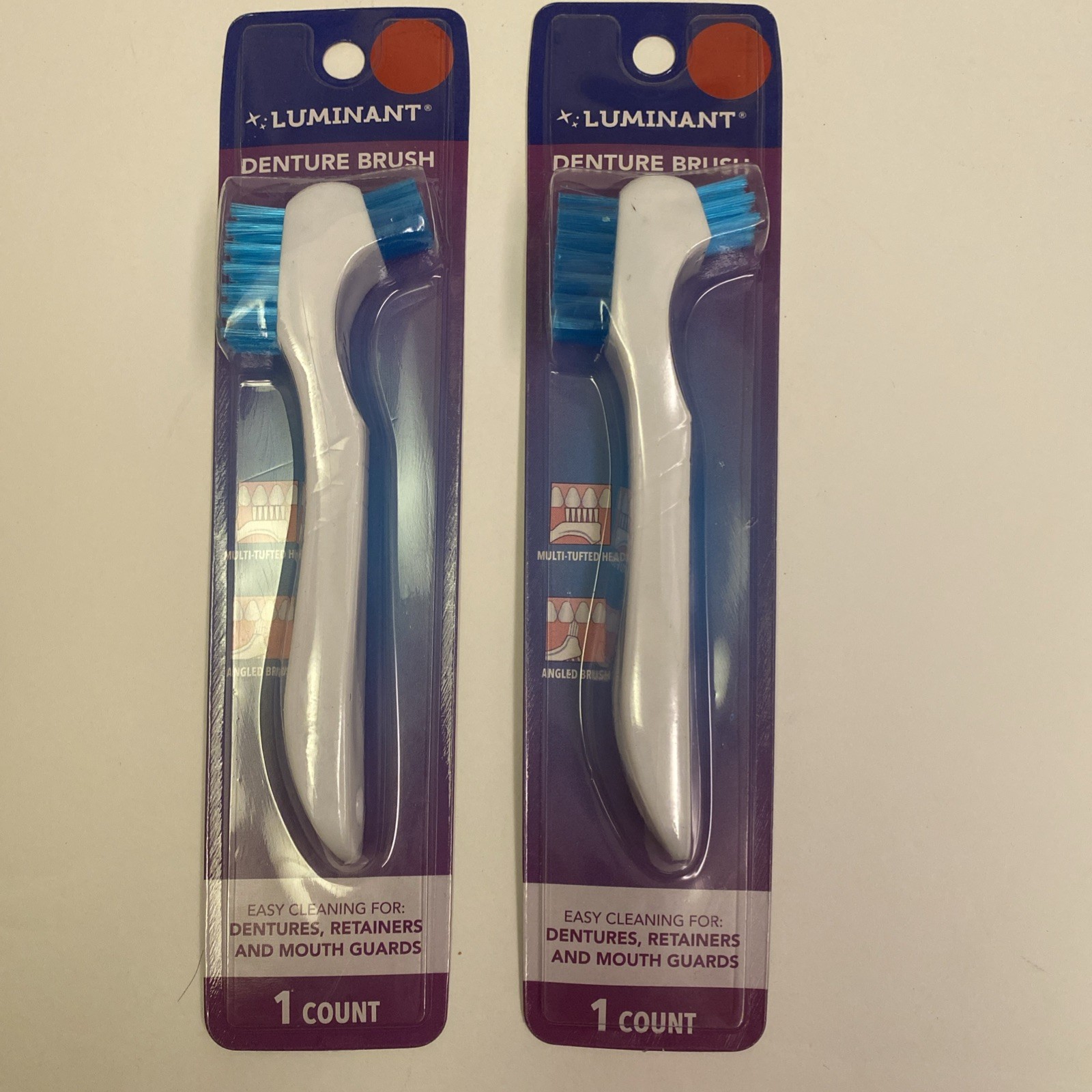 2 Pack Luminary Dentures Brush Easy Cleaning.dentures Retainers & Mouth Guards 1