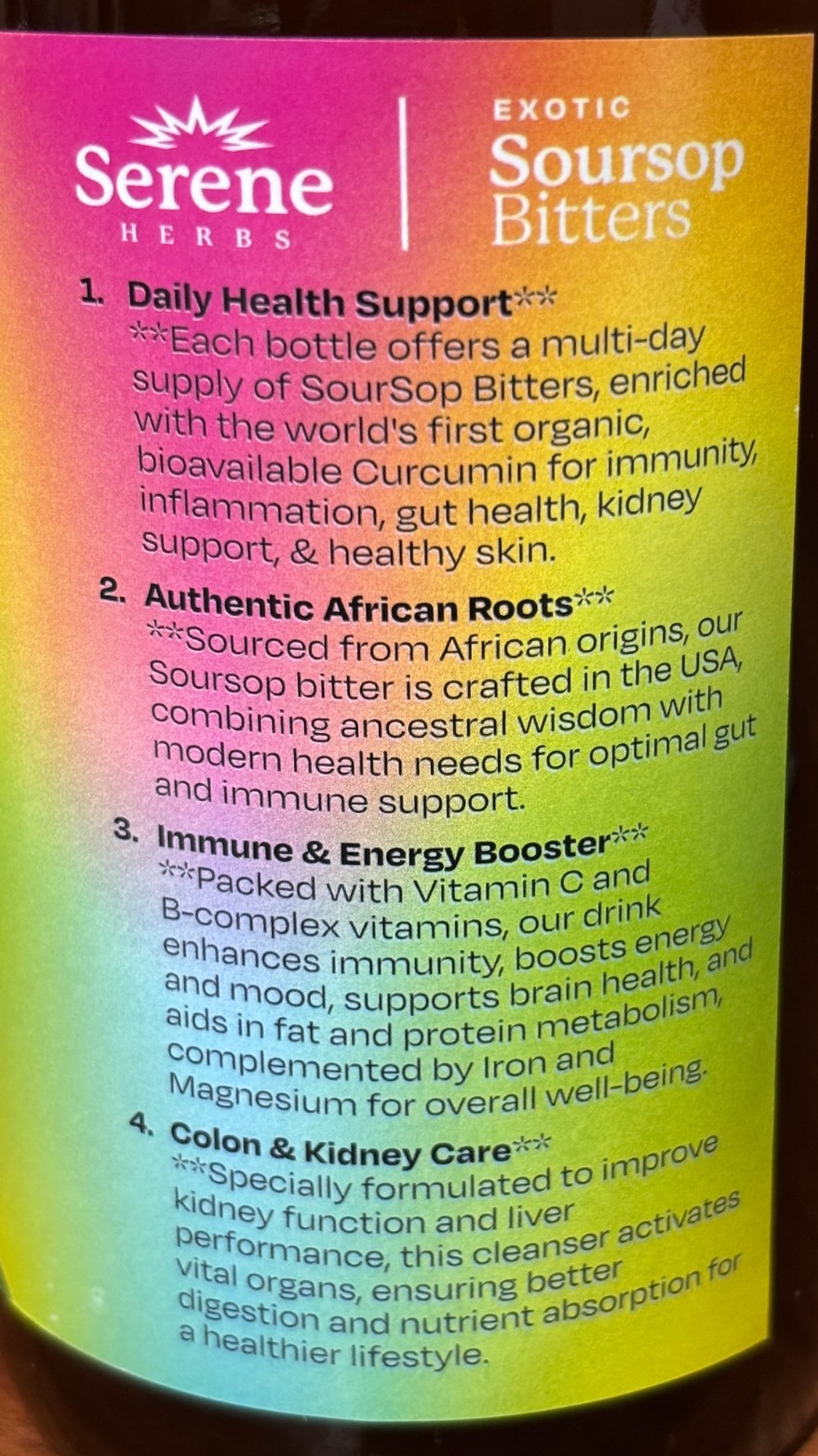 Exotic Soursop Bitters, 100% Pure Natural Organic Detox Herbs 16 oz