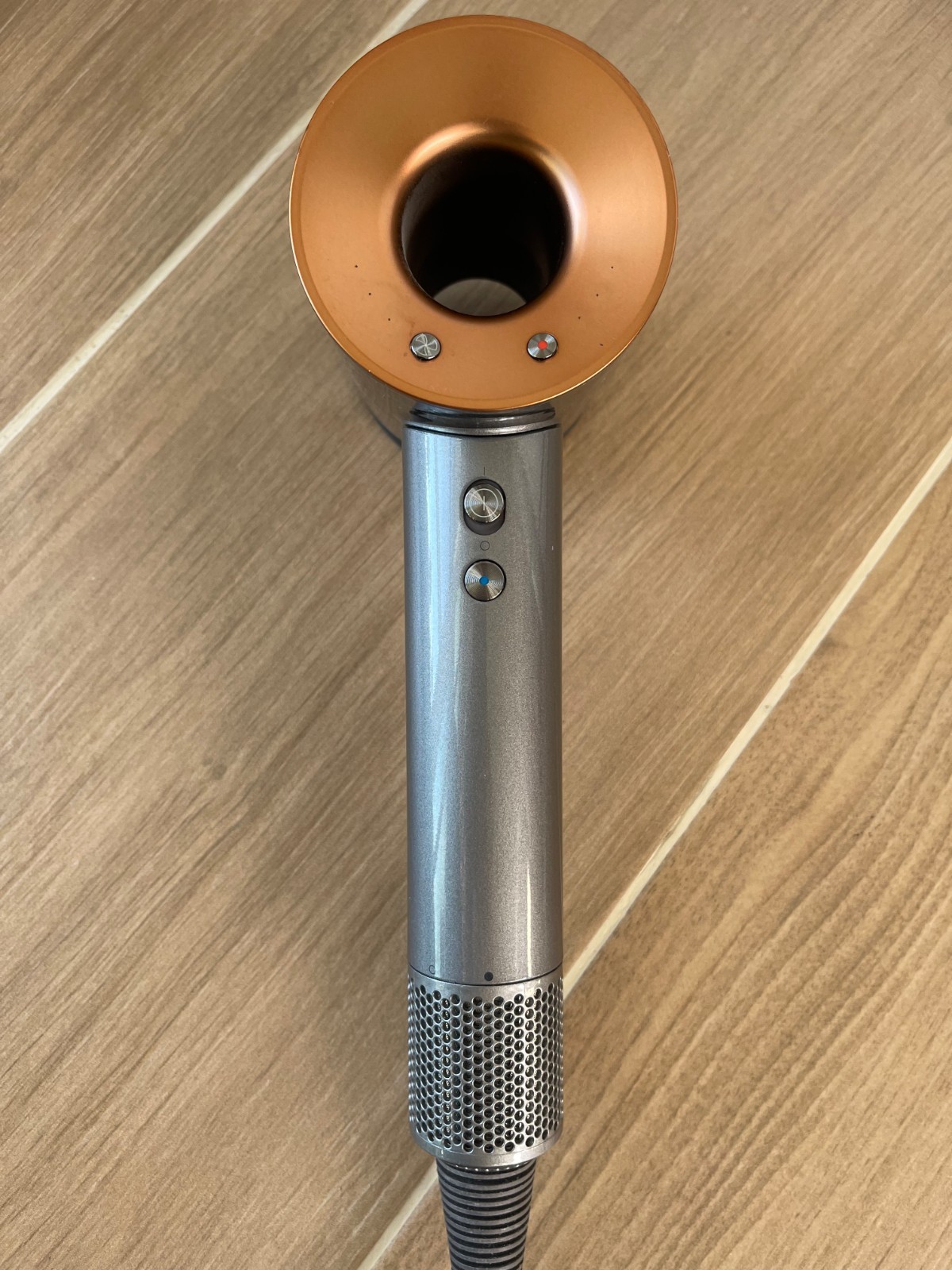 Authentic Dyson Supersonic Hair Dryer – Nickel/Copper + 3 Detachable Tools