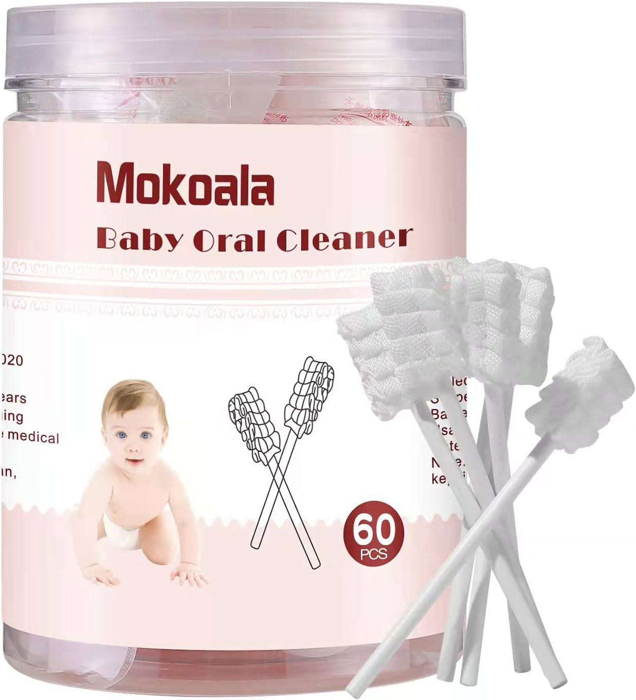 60 Pcs Disposable Baby Tongue Cleaner & Toothbrush for 0-36 Months