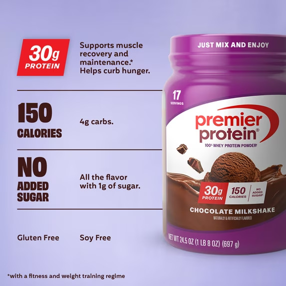 Premier Protein Chocolate Whey Powder 30g Protein 24.5oz 1.5lb