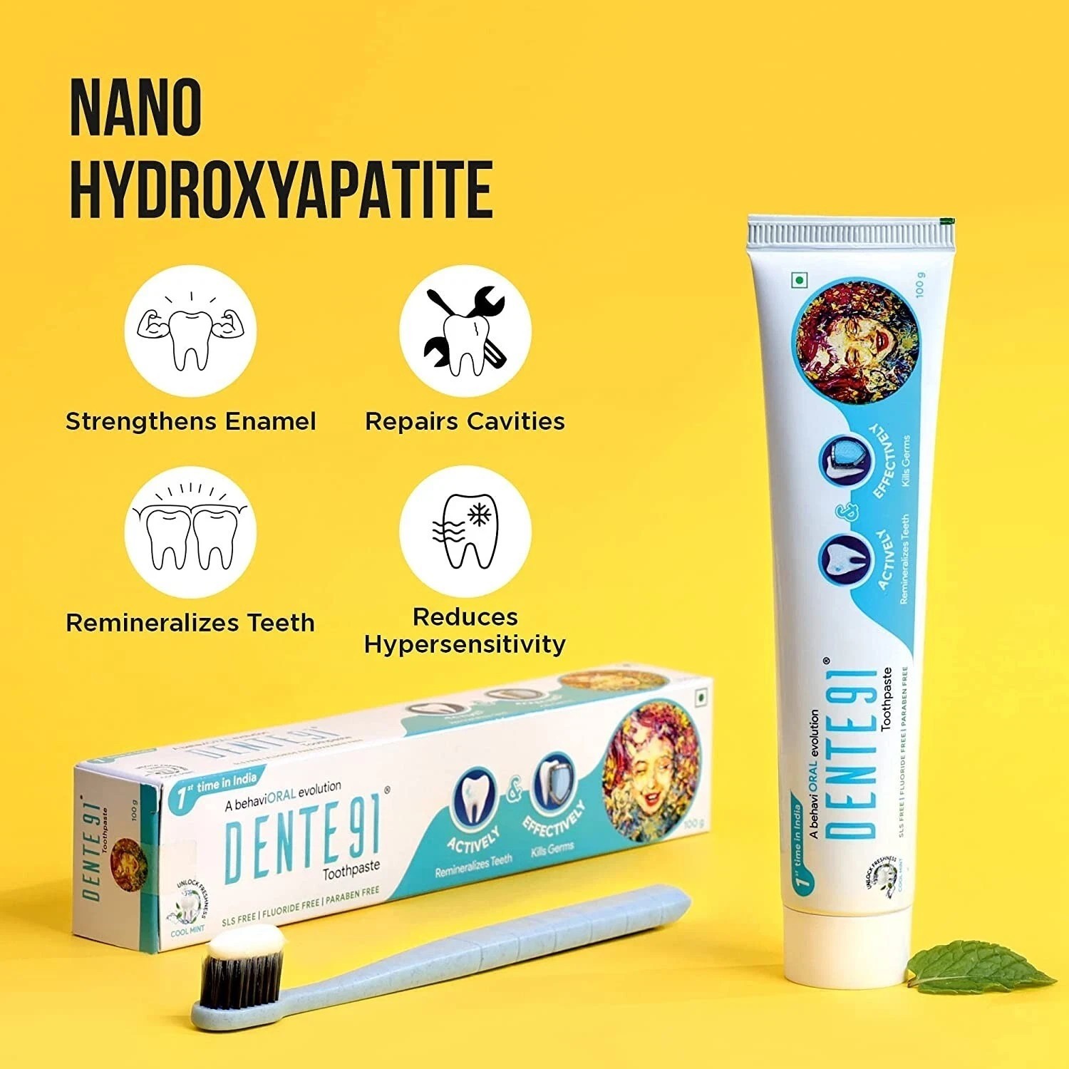 Dente91 Cool Mint Toothpaste| Sensitivity Relief / Pack of 1, 100g