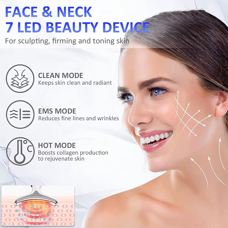 Neck Face Lifting Massager Skin Tighten Device LED Anti Wrinkle Double Chin US