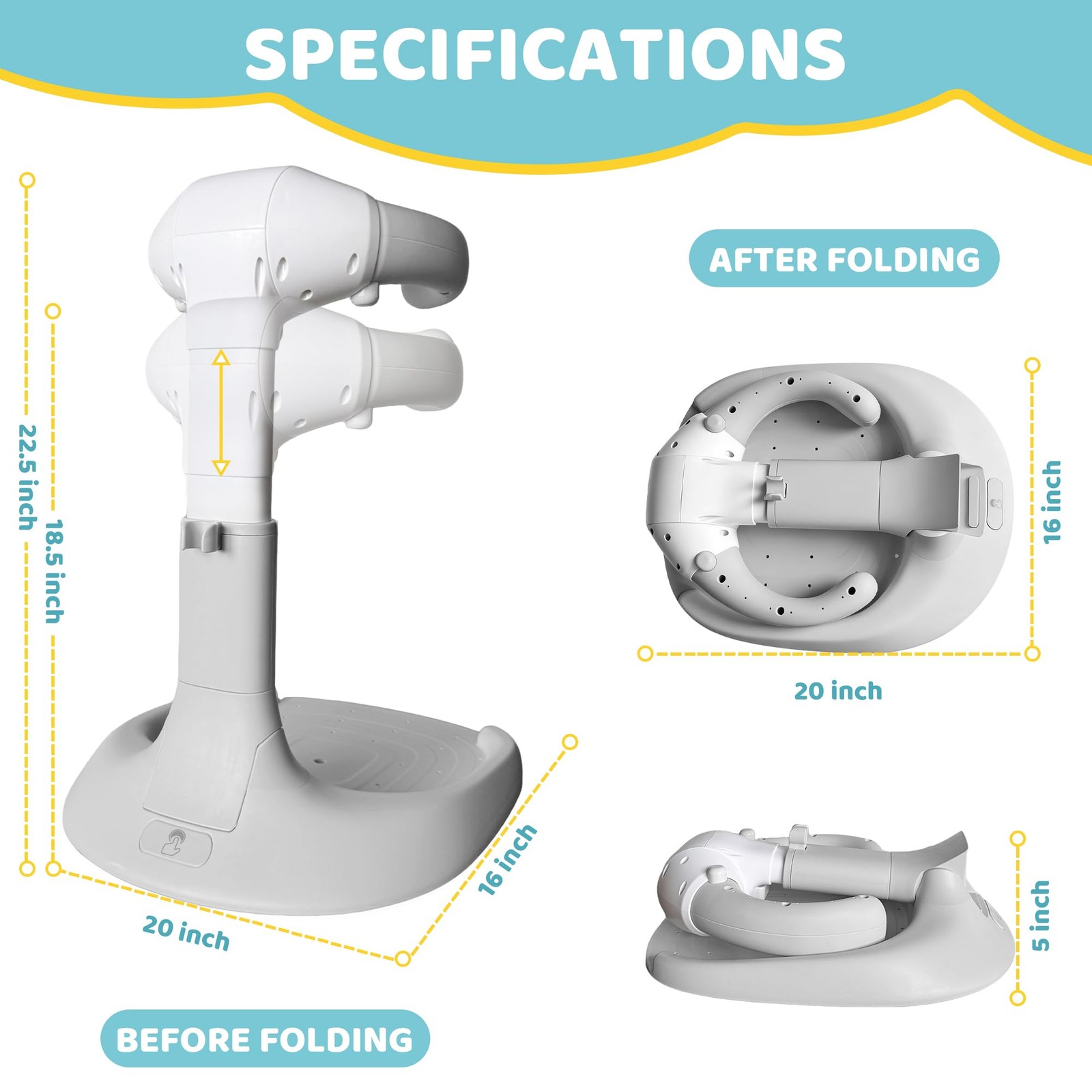 Foldable Baby Shower Standing for Toddlers & Infants 8-36 Months, No Setup An…
