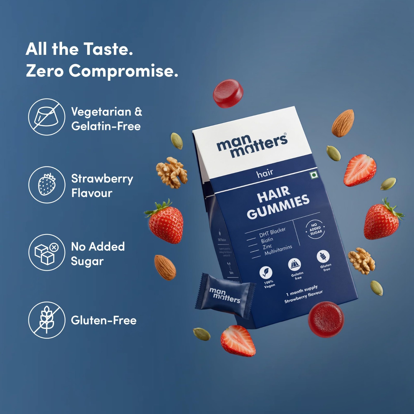 Man Matters Biotin Hair Gummies (30N) | No Added Sugar | With Biotin, DHT